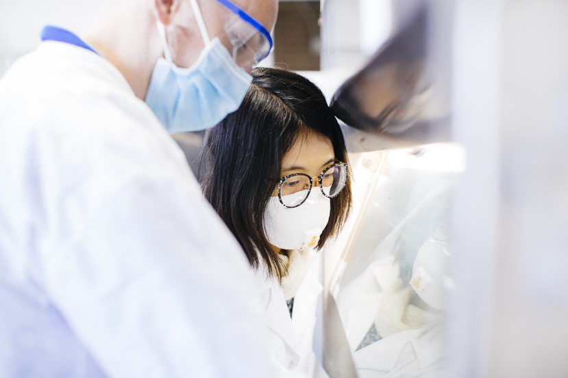 Students work in a lab focused on researching air quality solutions