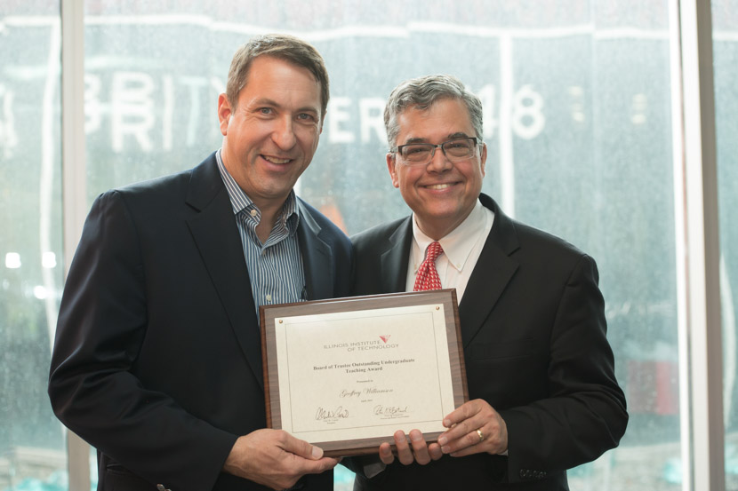 Photo of Geoffrey Williamson receiving teaching award