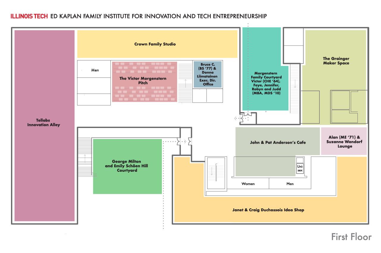 Floor plan of Kaplan Institute's first floor