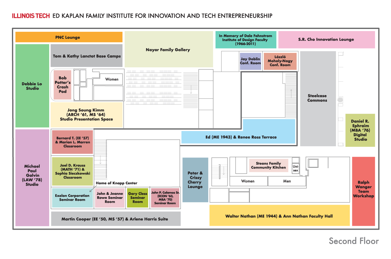 Floor plan for Kaplan Institute's second floor