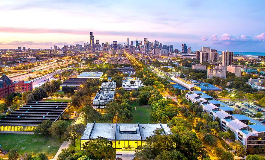 Mies Campus and Chicago's skyline