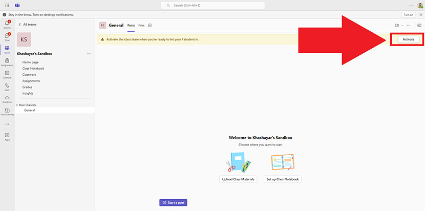 05 Activate your MS Teams Class to let the students in