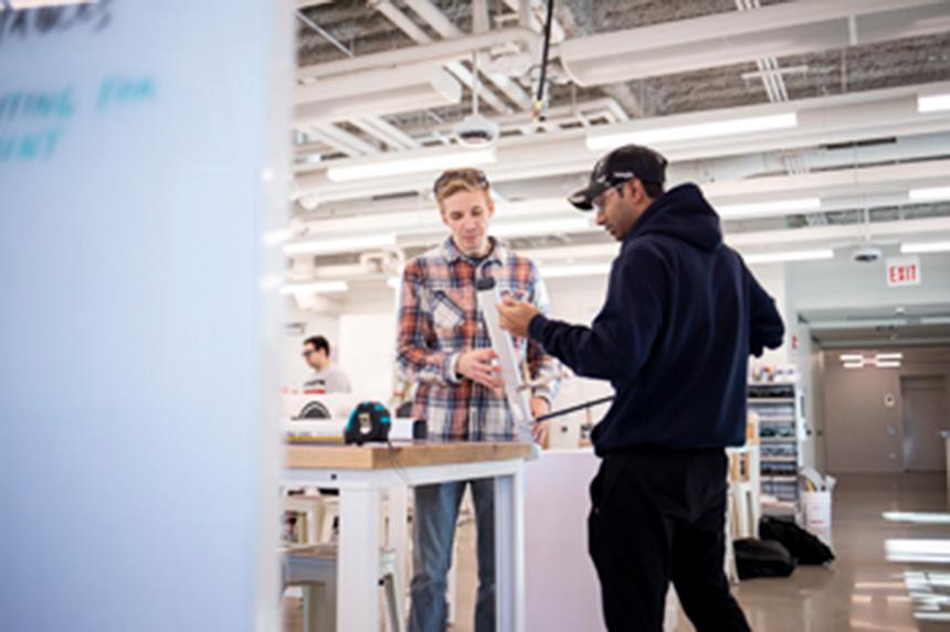 Two students working in the Idea Shop