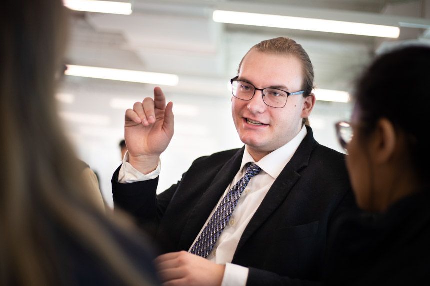 Photo of students making presentations at IPRO day