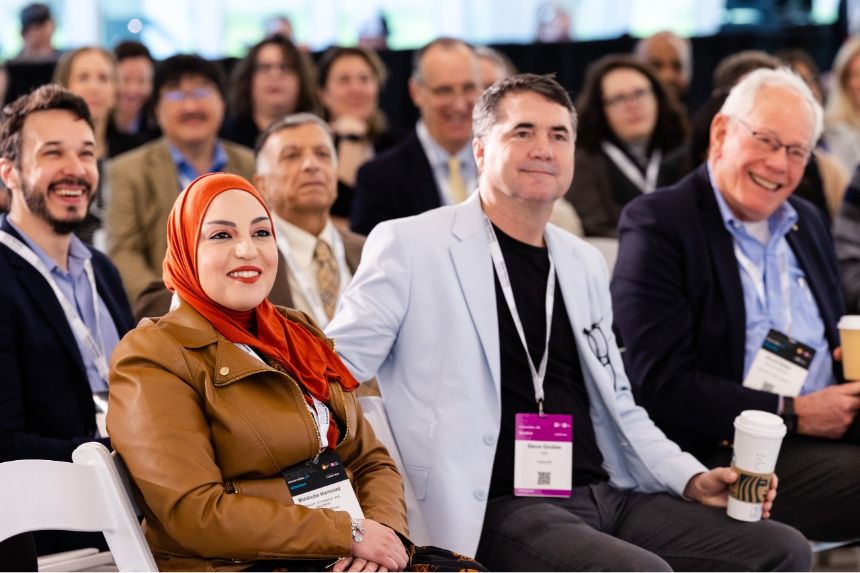 At Times Higher Education Digital Universities US Conference, Illinois Tech President Raj Echambadi delivers opening remarks.