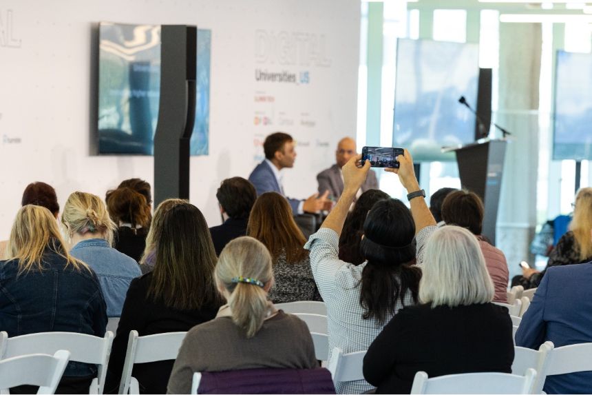 Rohit Prasad and Raj Echambadi fireside chat at Times Higher Education Digital Universities US Conference hosted by Illinois Tech