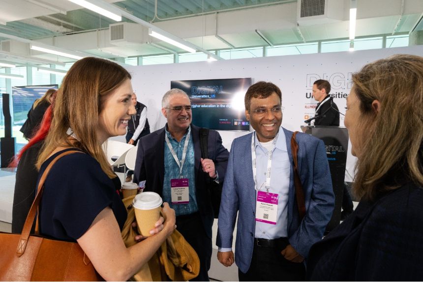 Rohit Prasad and Raj Echambadi fireside chat at Times Higher Education Digital Universities US Conference hosted by Illinois Tech
