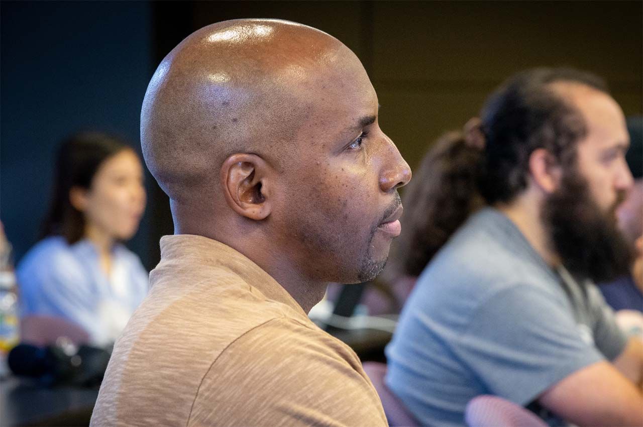 Marshan Allen sits in class at Chicago-Kent College of Law