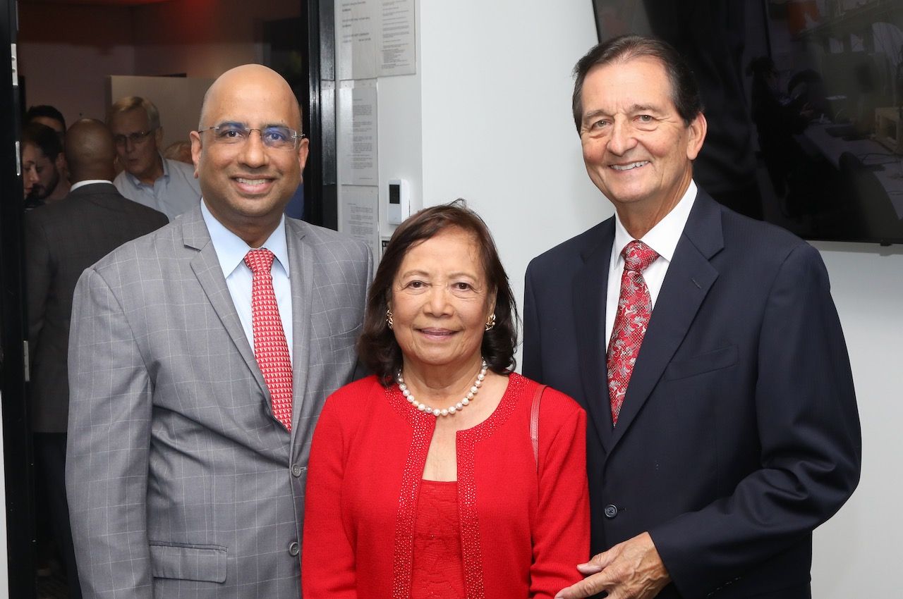 Illinois Institute of Technology President Raj Echambadi, Lorna Nemcek, and Adrian Nemcek