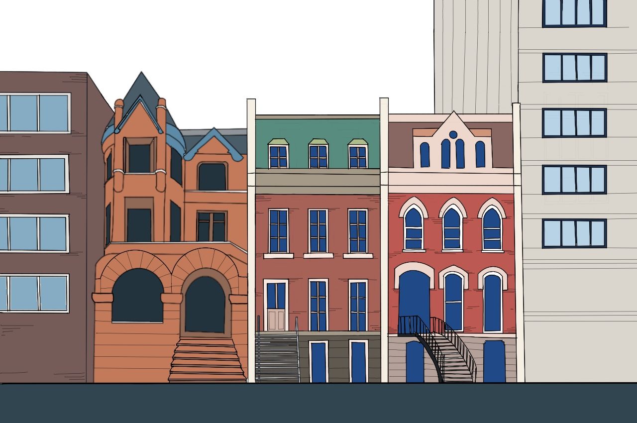 Illustration of building facades (Credit: Edoarda Corradi Dell’Acqua)