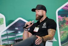 Photo of guest speaker John James Staniszewski giving a talk