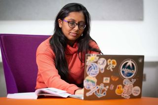 Student working on a laptop