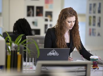 An ID student works in the Kaplan Institute