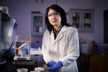 Professor Rong Wang in a laboratory setting