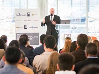 An image from a Kaplan Institute event with a speaker