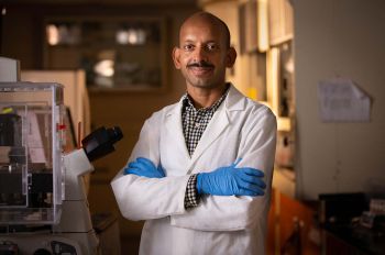 Abhinav Bhushan in the lab