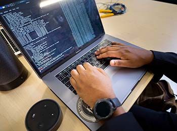 Student working on laptop