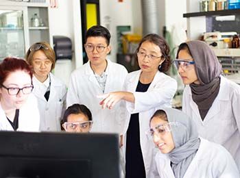 Students in a biology lab