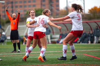 Illinois Tech women's soccer players celebrate