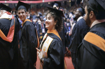 Photo of students walking in Illinois Tech's 156th Commencement ceremony