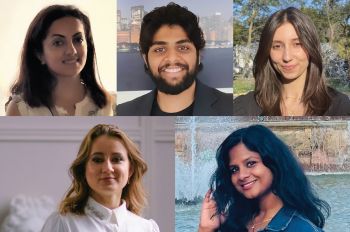 This year’s five SoReMo fellows, (from top left to top right) Sanaz Kazemzadehazad, Mohammed Sahil, Raquel Giménez Pascual, and Marina Oberemok (bottom left) and Anushka Sarath (bottom right).