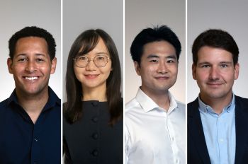 Revised photo of new College of Computing faculty. [From left to right] New College of Computing faculty members Nathaniel Hudson, Yanxue Jia, Yue Dai, and Oliver Michel.