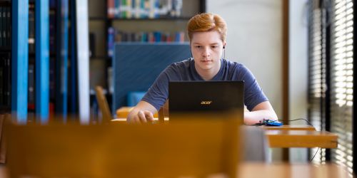 Current undergraduate student working on a laptop