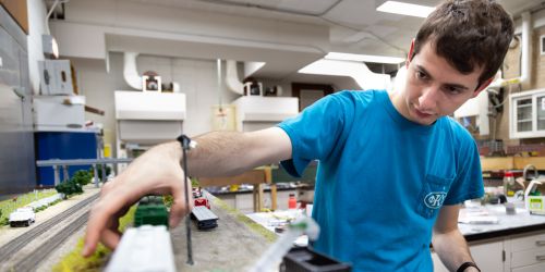 Photo of Daniel Rappoport with model train