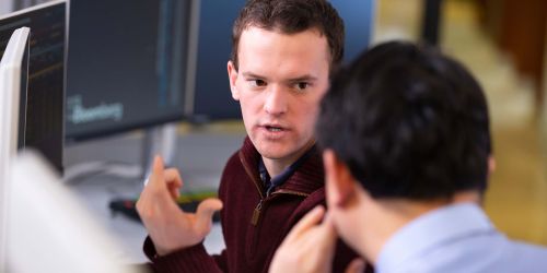 Student and professor in the Bloomberg Lab