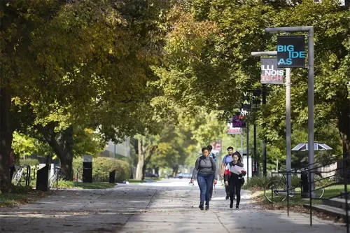 Students walking on campus