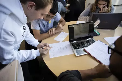 Students work on an assignment at the Academic Resource Center