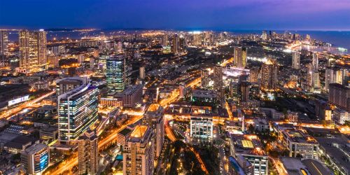 Mumbai aerial at night