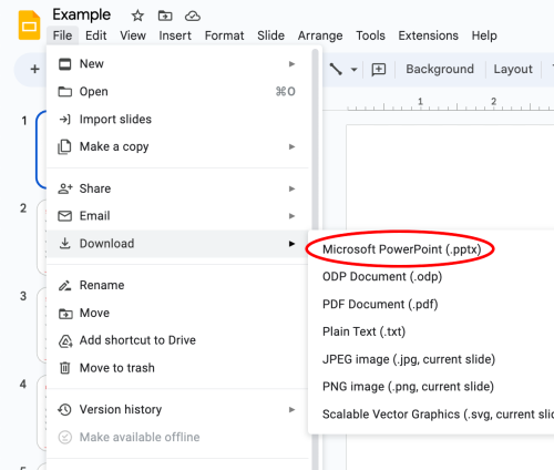 Google Slides to Microsoft PowerPoint