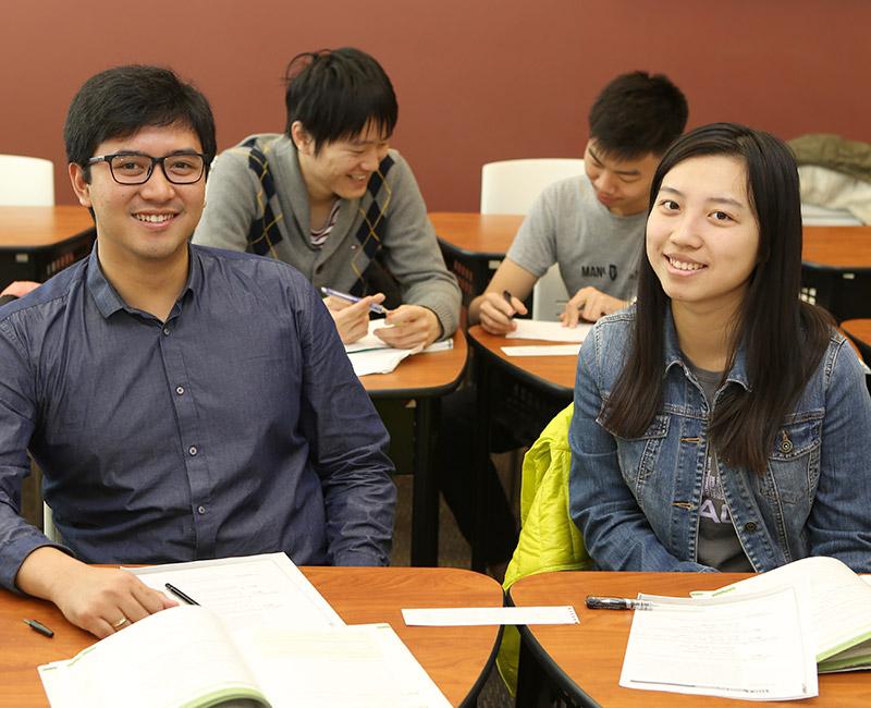 Multiple International Students studying in the English Language Services Office