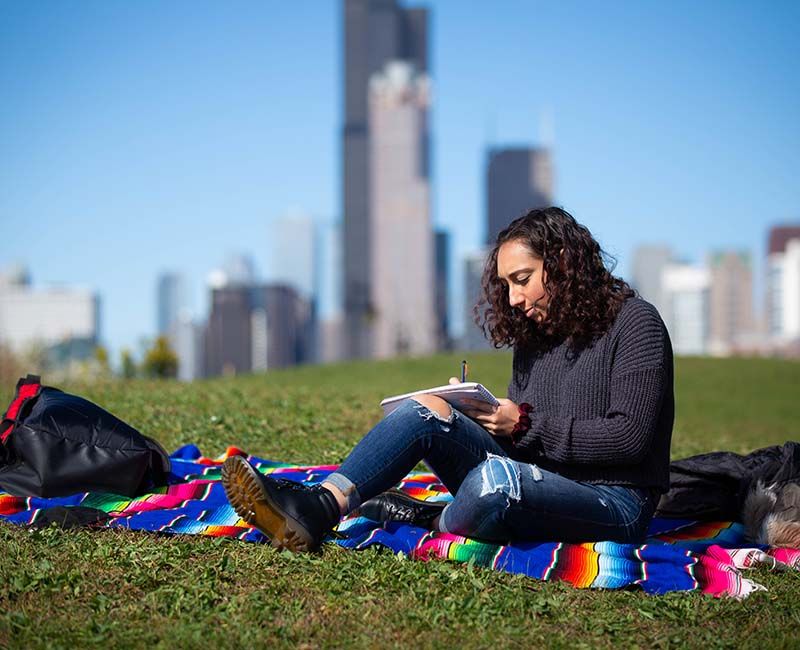 Student at Chicago park
