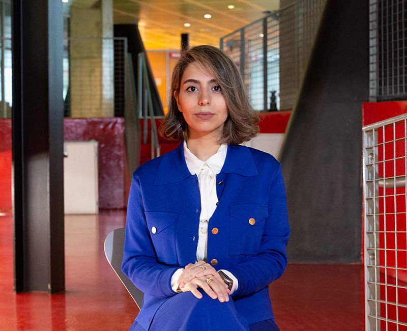 Leila Mirghaderi sitting in the McCormick Tribune Campus Center